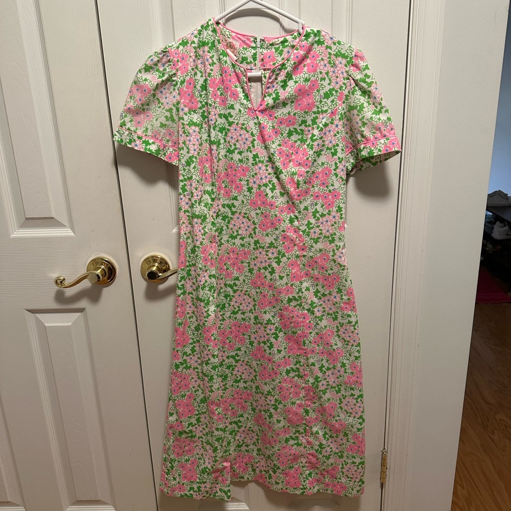 Vintage Lilly Pulitzer Pink and Green Floral Dress